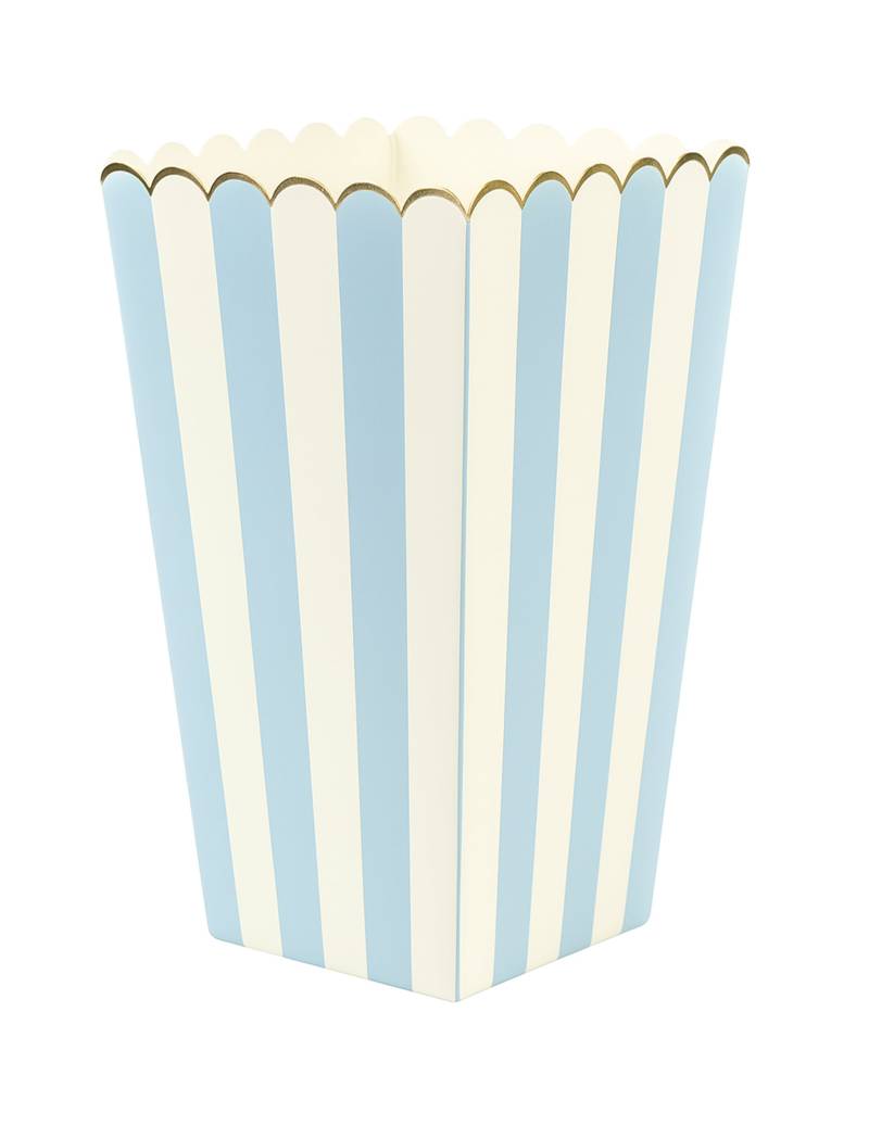 8 Popcorn-Schachteln in Pastellblau + Gold gestreift aus Pappe 8 Popcorn-Schachteln in Pastellblau + Gold gestreift aus Pappe von PARTYPRO