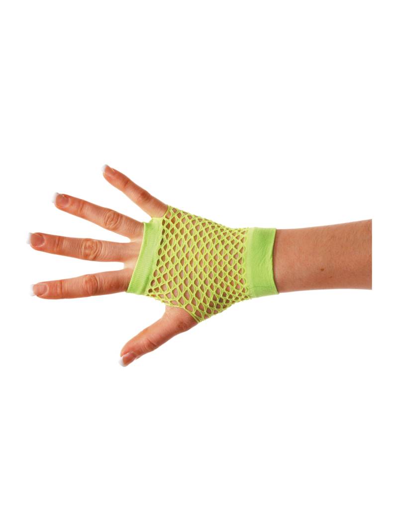 80er-Jahre Netzhandschuhe fingerlos neongrün von PARTYPRO