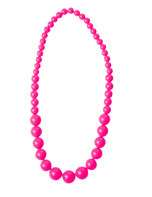 80er-Jahre Perlenkette neonpink von PARTYPRO