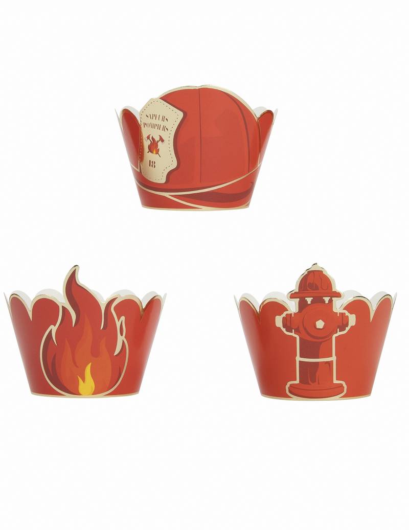 Feuerwehr Cupcake-Förmchen 6 Stück rot von PARTYPRO