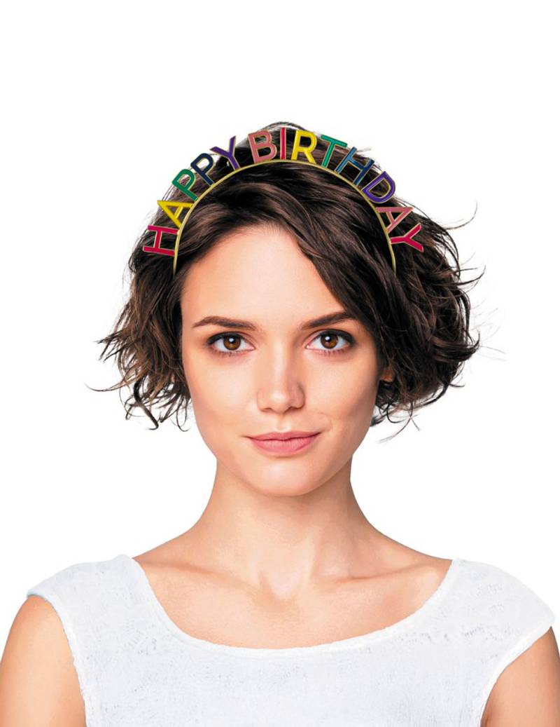 Haarreif Happy Birthday multicolore Erwachsene von PARTYPRO