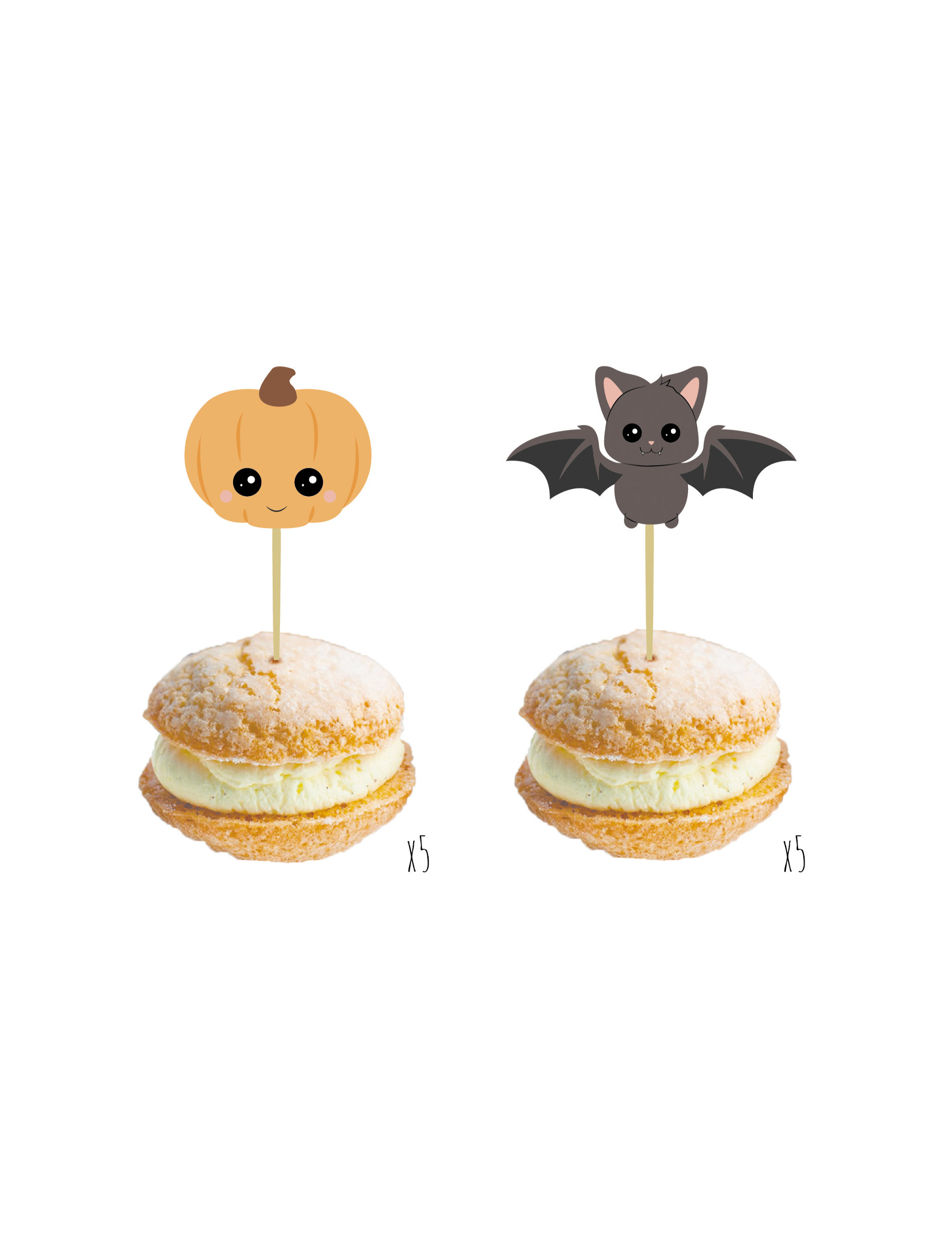 Halloween Piekser Holz Kürbis Fledermaus 10 Stück 5 x 8 cm von PARTYPRO