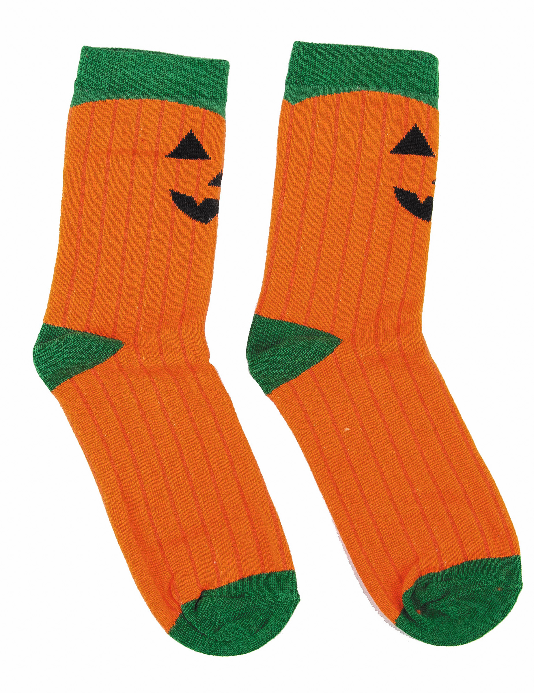 Kürbis-Socken Halloween-Socken Accessoire orange-grün von PARTYPRO