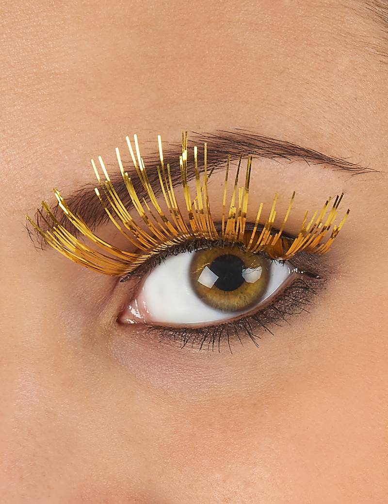 Lange glänzende Wimpern Kunstwimpern gold von PARTYPRO
