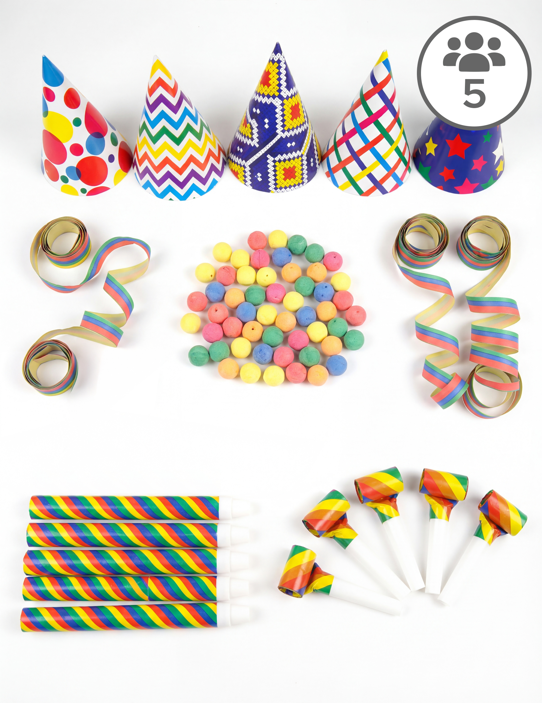 Party-Set Silvester 5 Personen Kit Konfetti bunt von PARTYPRO