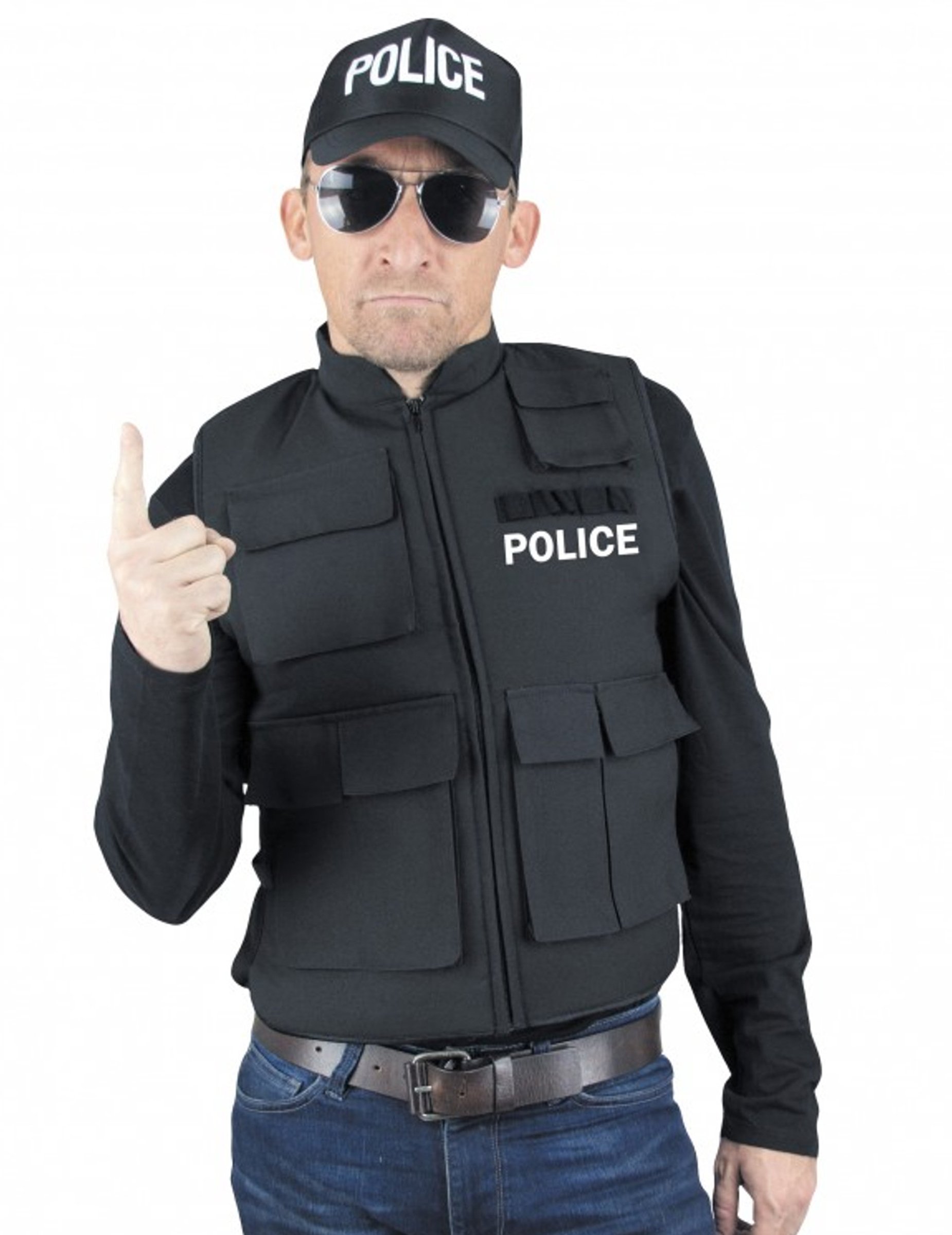 Polizei-Weste Kostümaccessoire schwarz-weiss von PARTYPRO