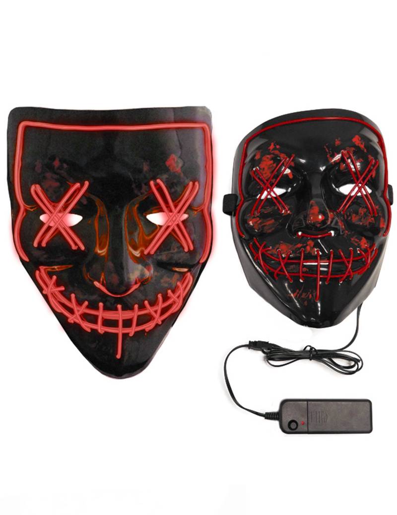 Purge-Maske LED-Maske für Erwachsene schwarz-rot von PARTYPRO