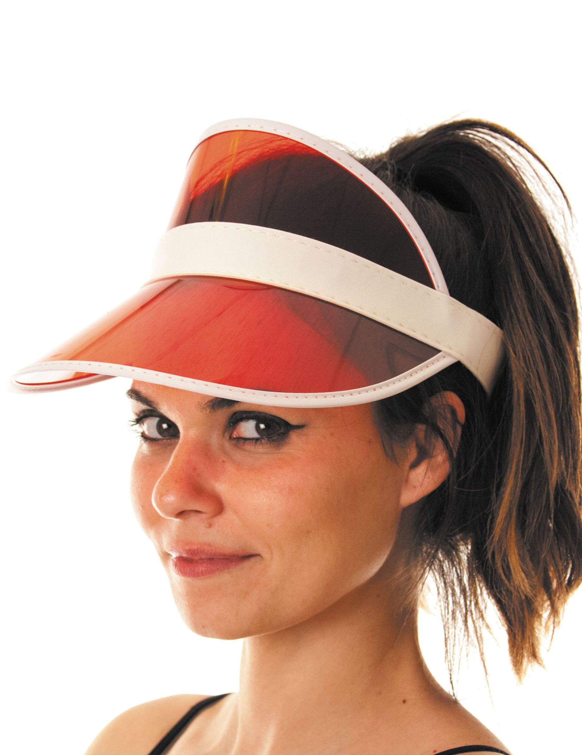 Schirm Mütze Sonnenschutz für Erwachsene orange-weiss von PARTYPRO