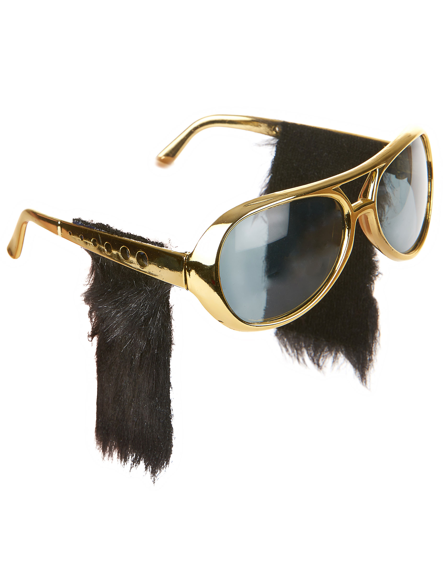 Sonnenbrille mit Koteletten - Rock 'n' Roll Kostümaccessoire gold-schwarz von PARTYPRO