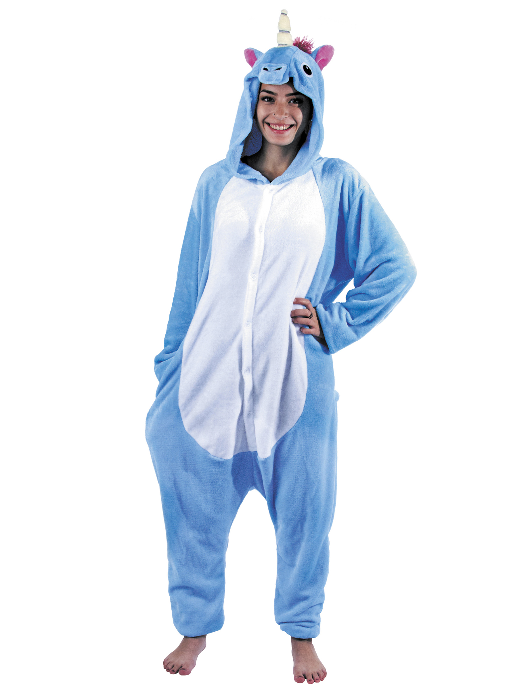 Süsses Einhorn Kostüm für Damen Einteiler blau von PARTYPRO