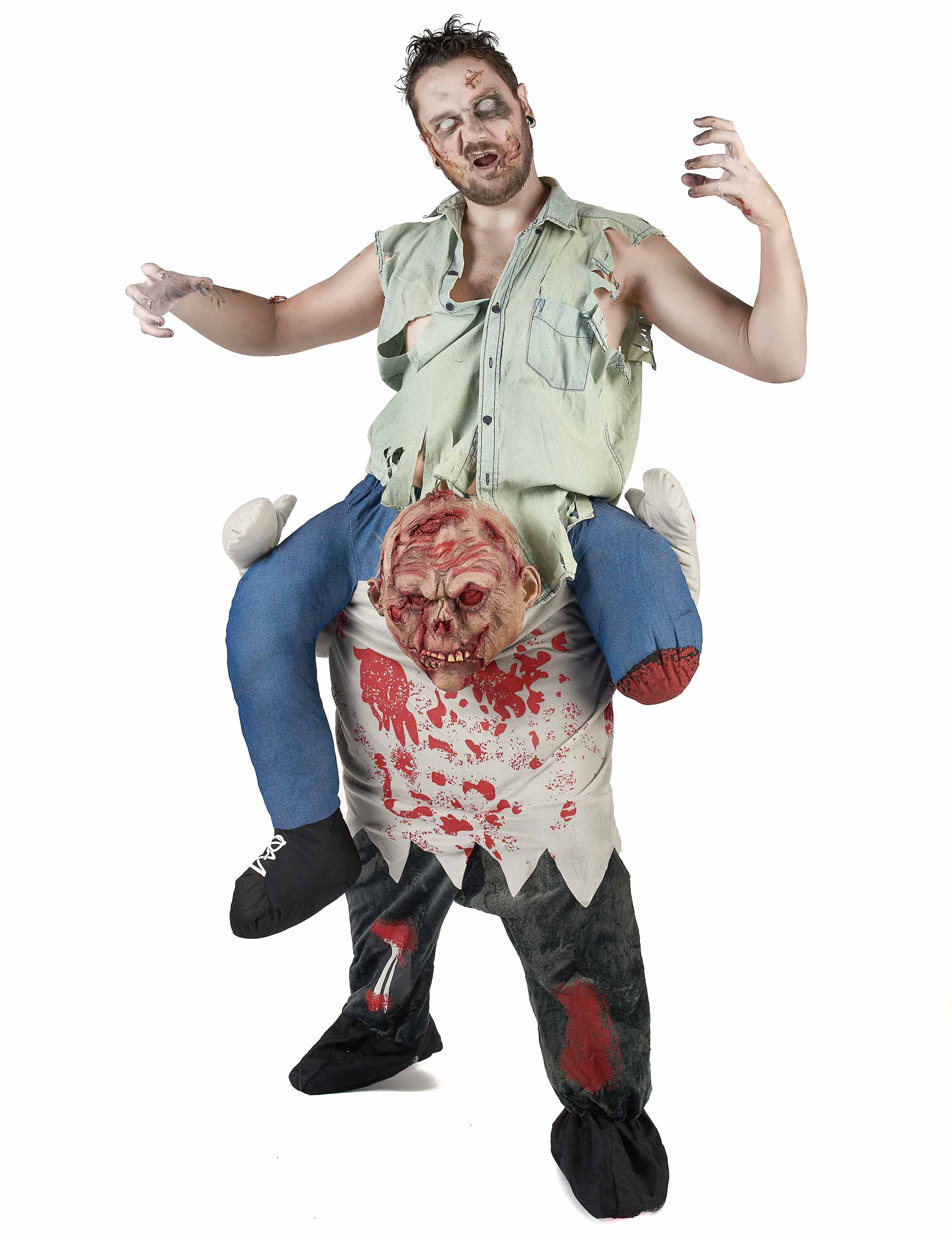 Zombie-Huckepack-Kostüm Halloween-Herrenkostüm bunt von PARTYPRO