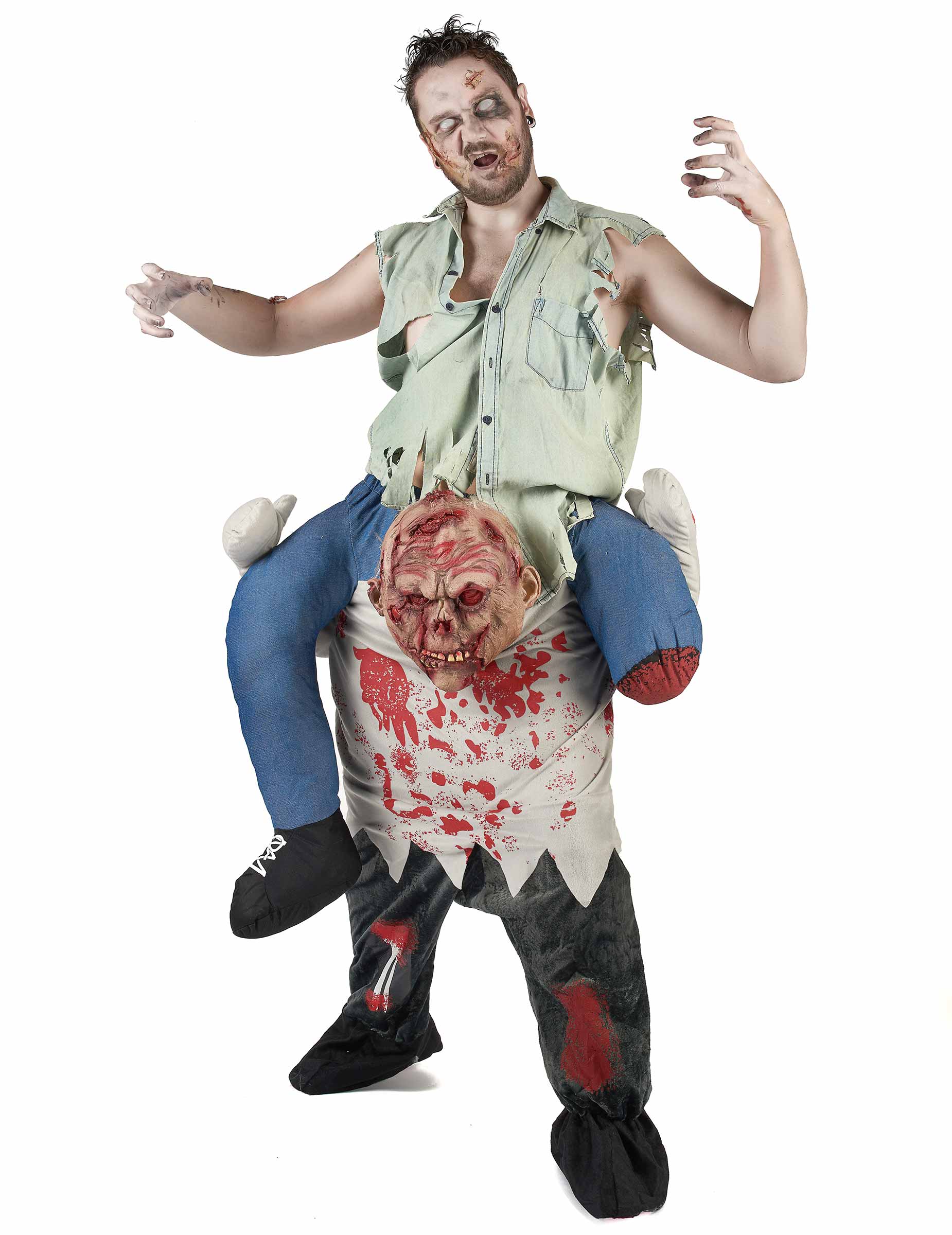 Zombie-Huckepack-Kostüm Halloween-Herrenkostüm bunt Zombie-Huckepack-Kostüm Halloween-Herrenkostüm bunt von PARTYPRO