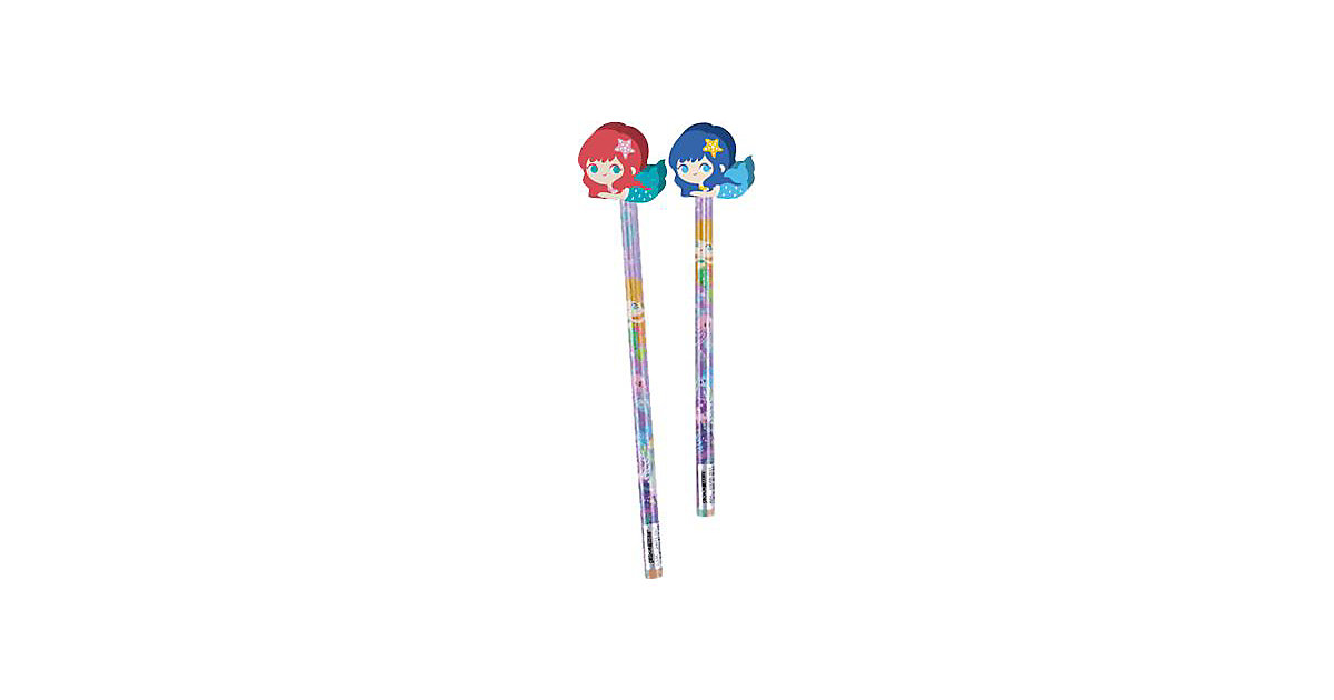 Bleistifte mit Radiertopper Meerjunfrau, 4 Stück mehrfarbig Modell 6 von PARTYSTROLCHE®