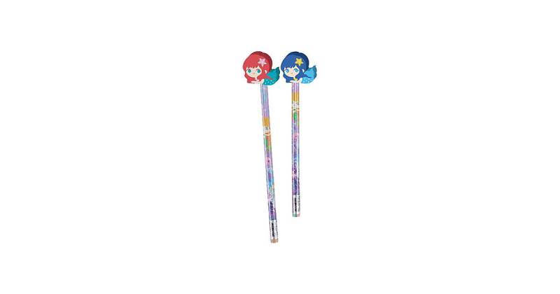 Bleistifte mit Radiertopper Meerjunfrau, 4 Stück mehrfarbig Modell 6 von PARTYSTROLCHE®