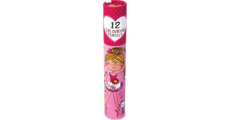 Buntstifte Ballerina im Papp-Köcher, 12 Farben bunt Modell 2 von PARTYSTROLCHE®
