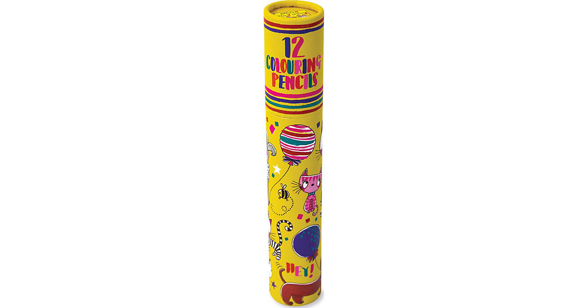 Buntstifte Hunde & Katze im Papp-Köcher, 12 Farben bunt Modell 1 von PARTYSTROLCHE®