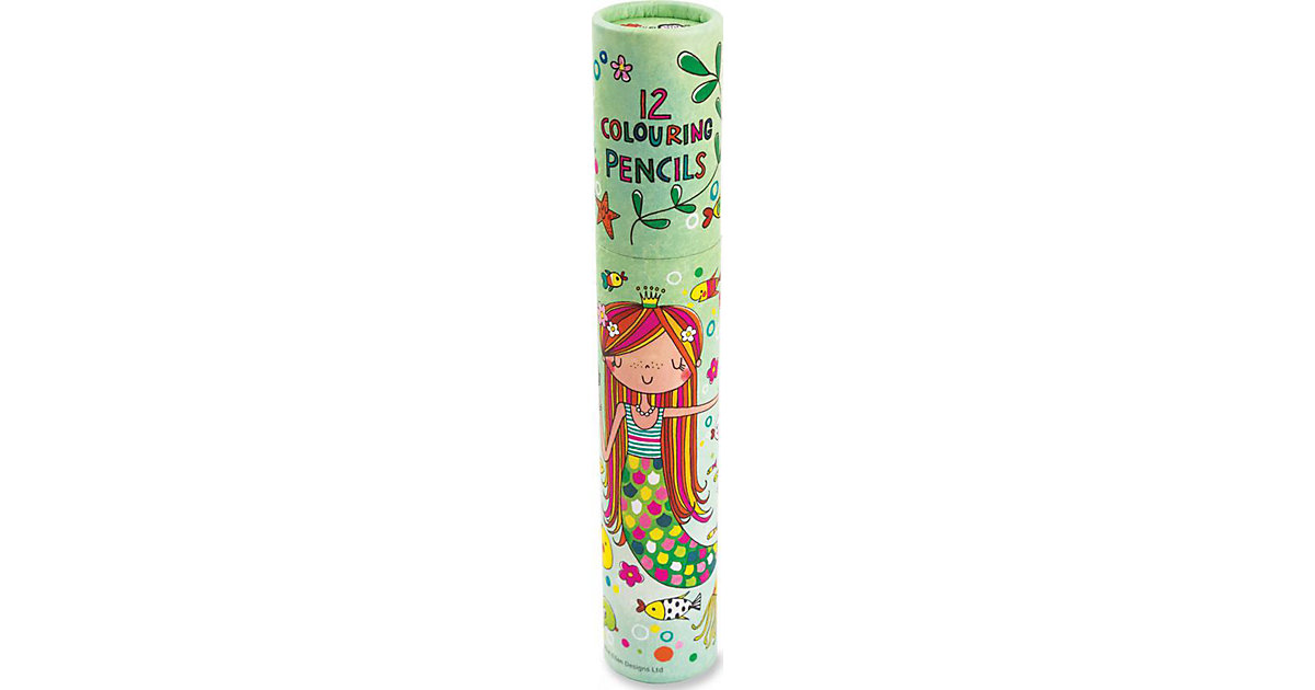 Buntstifte Meerjungfrau im Papp-Köcher, 12 Farben bunt Modell 4 von PARTYSTROLCHE®