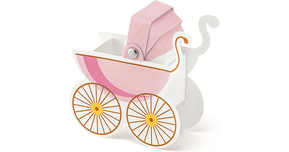 Geschenkbox Kinderwagen Pink, Karton, 9,5 x 9,5 x 4 cm pink von PARTYSTROLCHE®