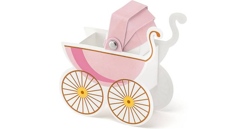 Geschenkbox Kinderwagen Pink, Karton, 9,5 x 9,5 x 4 cm pink von PARTYSTROLCHE®