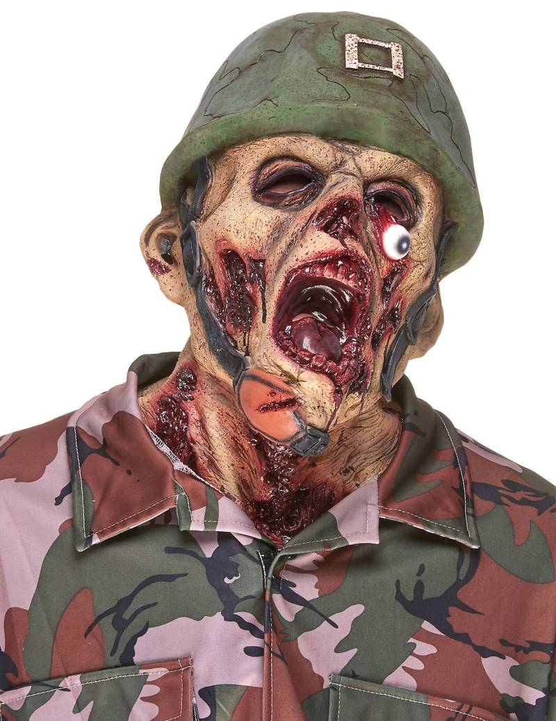 Halloween Zerfleischter Zombie Latex Maske für Erwachsene bunt von KARNEVAL-MEGASTORE