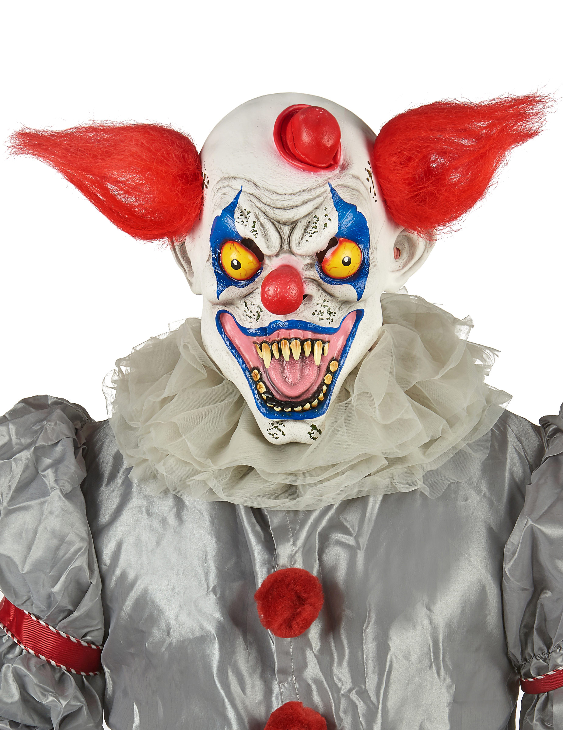 Killerclown-Maske mit abstehenden Haaren Halloween-Maske weiss-rot Killerclown-Maske mit abstehenden Haaren Halloween-Maske weiss-rot von KARNEVAL-MEGASTORE