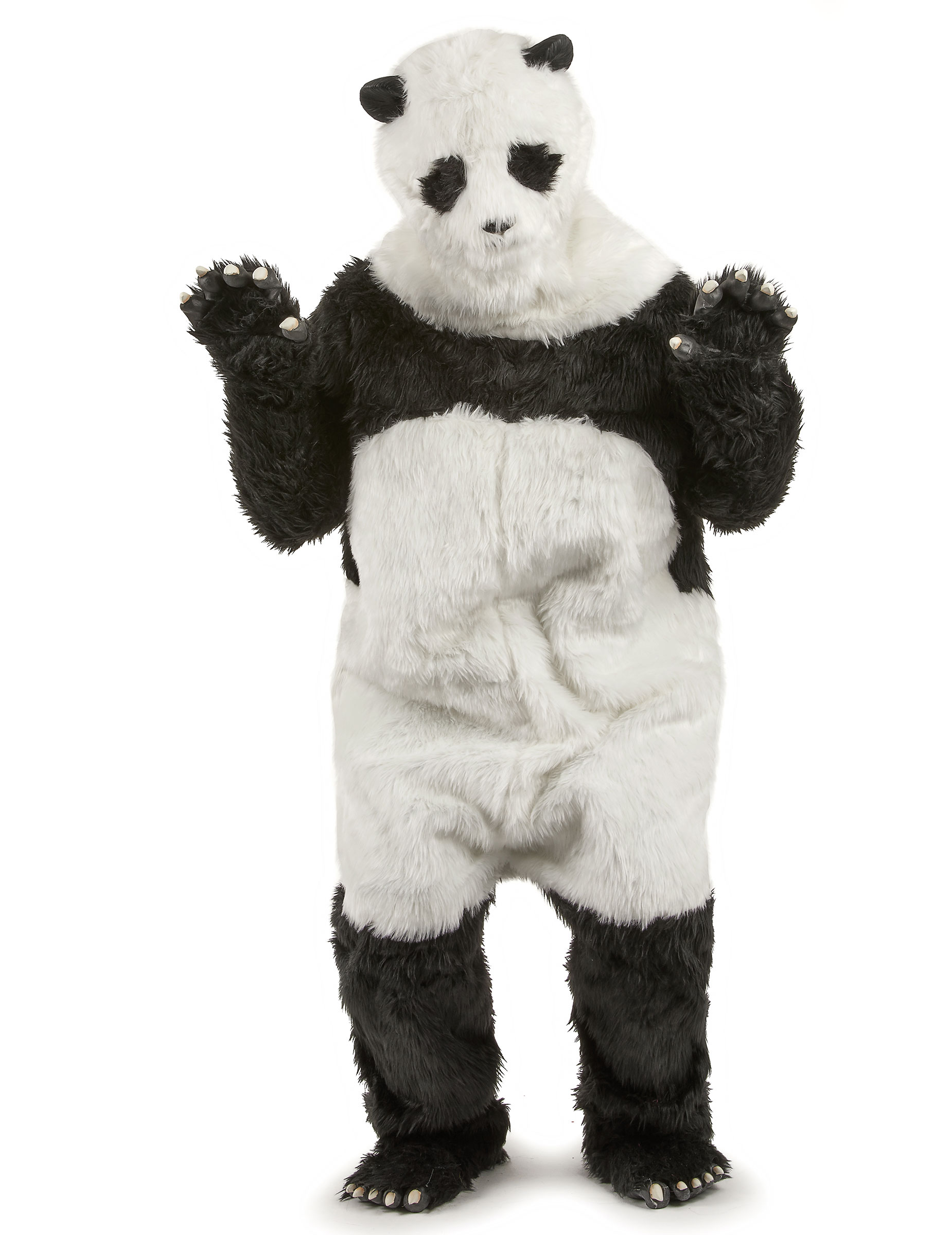 Panda Kostüm Overall schwarz-weiss von KARNEVAL-MEGASTORE