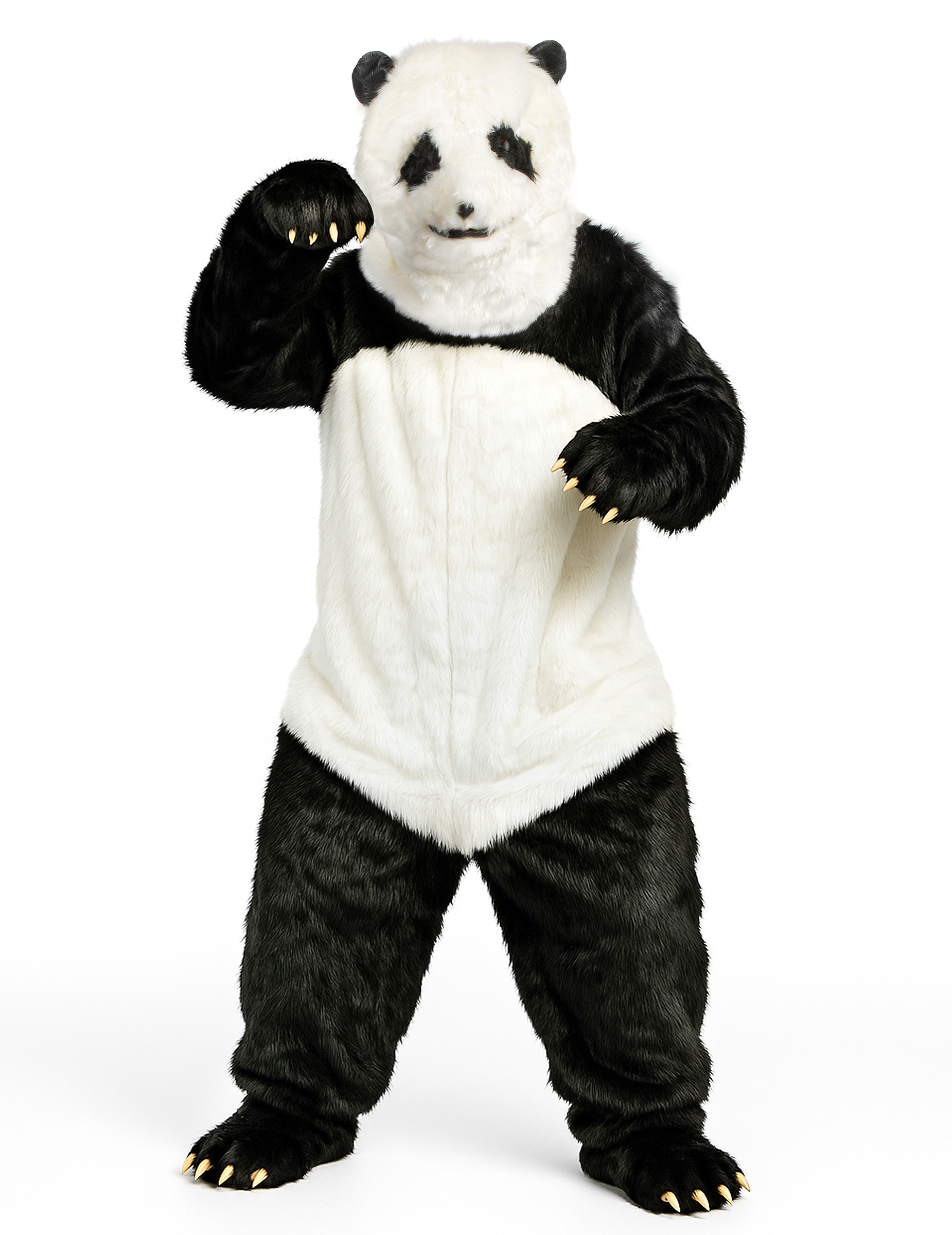 Panda Kostüm Overall schwarz-weiss von KARNEVAL-MEGASTORE