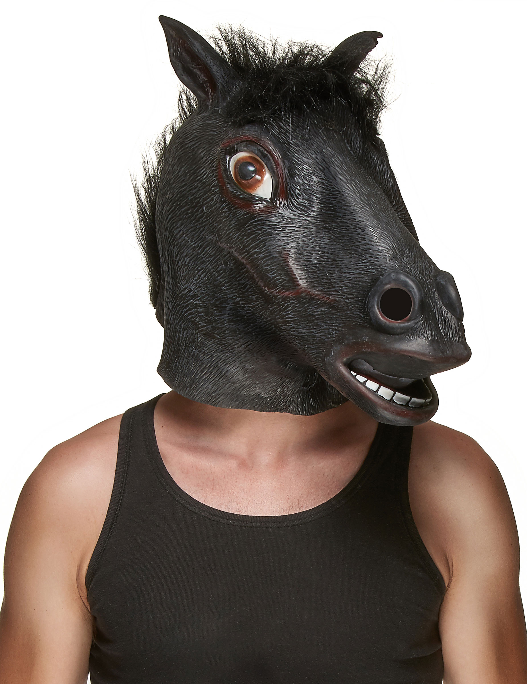 Pferdekopf-Maske schwarz-braun Pferdekopf-Maske schwarz-braun von KARNEVAL-MEGASTORE