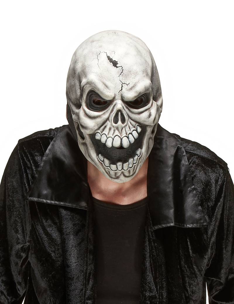 Schädel Maske Halloween Kostümaccessoire weiss-grau von KARNEVAL-MEGASTORE