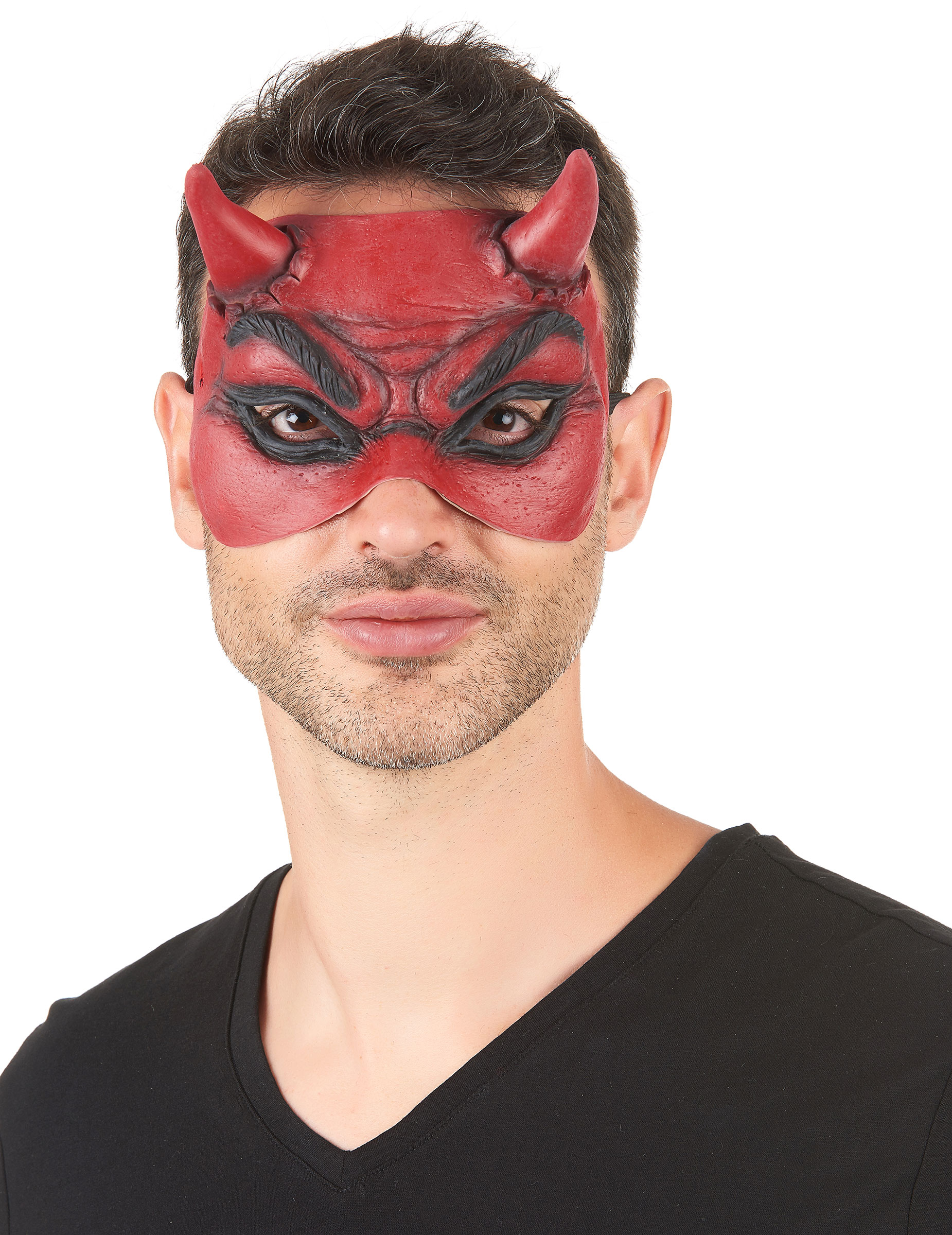 Teufel-Augenmaske rot-schwarz Teufel-Augenmaske rot-schwarz von KARNEVAL-MEGASTORE