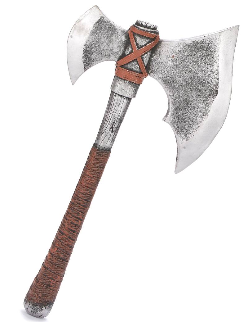 Wikinger-Axt aus Schaumstoff grau-braun von KARNEVAL-MEGASTORE