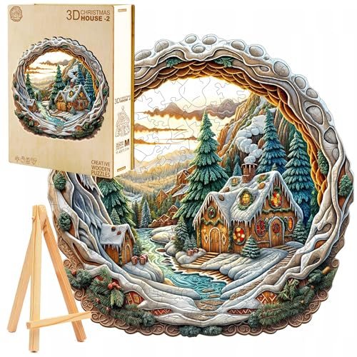 PASJO 3D-Holzpuzzle 280 Teile Winterliches Weihnachtsdorf inkl. Mini-Holzstaffelei Holzbox Puzzlekunst Bastelspaß Wanddekoration Winterlandschaft PASJO 3D-Holzpuzzle 280 Teile Winterliches Weihnachtsdorf inkl. Mini-Holzstaffelei Holzbox Puzzlekunst Bastelspaß Wanddekoration Winterlandschaft von PASJO