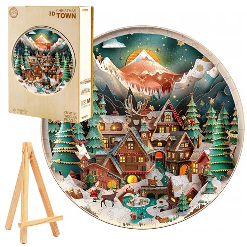 PASJO 3D-Holzpuzzle für Erwachsene 280 Teile Weihnachtsstadt-Motiv inkl. Mini-Holzstaffelei Holzbox Familie und Freunde PASJO 3D-Holzpuzzle für Erwachsene 280 Teile Weihnachtsstadt-Motiv inkl. Mini-Holzstaffelei Holzbox Familie und Freunde von PASJO
