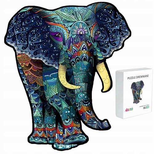 PASJO - Holzpuzzle Erwachsene mit Elefantmotiv 128 Teile 25x20 cm - Geschenkidee für Kinder - Holz Puzzle Elefant - Einzigartige Tierförmige Holz-Puzzle - Creative Jigsaw aus Holz für Erwachsene PASJO - Holzpuzzle Erwachsene mit Elefantmotiv 128 Teile 25x20 cm - Geschenkidee für Kinder - Holz Puzzle Elefant - Einzigartige Tierförmige Holz-Puzzle - Creative Jigsaw aus Holz für Erwachsene von PASJO