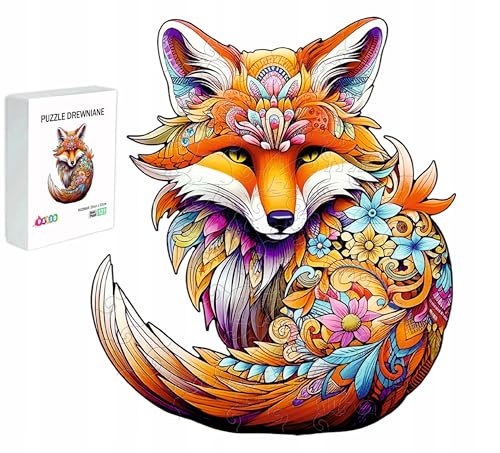 PASJO - Holzpuzzle Erwachsene mit Fuchsmotiv 131 Teile 23x20 cm - Geschenkidee für Kinder - Holz Puzzle Fuchs - Einzigartige Tierförmige Holz-Puzzle - Creative Jigsaw aus Holz für Erwachsene PASJO - Holzpuzzle Erwachsene mit Fuchsmotiv 131 Teile 23x20 cm - Geschenkidee für Kinder - Holz Puzzle Fuchs - Einzigartige Tierförmige Holz-Puzzle - Creative Jigsaw aus Holz für Erwachsene von PASJO