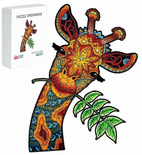 PASJO - Holzpuzzle Erwachsene mit Giraffenmotiv 123 Teile 28x20 cm - Geschenkidee für Kinder - Holz Puzzle Giraffe - Einzigartige Tierförmige Holz-Puzzle - Creative Jigsaw aus Holz für Erwachsene PASJO - Holzpuzzle Erwachsene mit Giraffenmotiv 123 Teile 28x20 cm - Geschenkidee für Kinder - Holz Puzzle Giraffe - Einzigartige Tierförmige Holz-Puzzle - Creative Jigsaw aus Holz für Erwachsene von PASJO