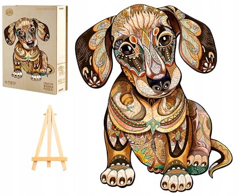 PASJO Holzpuzzle Erwachsene mit Hundemotiv 200 Teile 40x33,3 cm Geschenkidee für Kinder Hund Einzigartige Tierförmige Holz-Puzzle Creative Jigsaw aus Holz für Erwachsene von PASJO