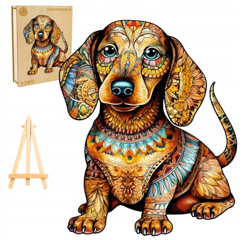 PASJO Holzpuzzle Erwachsene mit Hundemotiv 300 Teile 40x32,8 cm Geschenkidee für Kinder Hund Einzigartige Tierförmige Puzzle Creative Jigsaw aus Holz für Erwachsene von PASJO