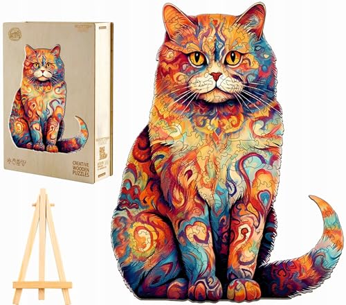 PASJO - Holzpuzzle Erwachsene mit Katzemotiv 126 Teile 34,2x28,2 cm - Geschenkidee für Kinder - Holz Puzzle Katze - Einzigartige Tierförmige Holz-Puzzle - Creative Jigsaw aus Holz für Erwachsene PASJO - Holzpuzzle Erwachsene mit Katzemotiv 126 Teile 34,2x28,2 cm - Geschenkidee für Kinder - Holz Puzzle Katze - Einzigartige Tierförmige Holz-Puzzle - Creative Jigsaw aus Holz für Erwachsene von PASJO