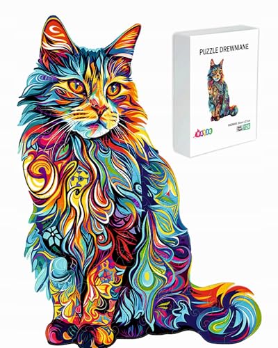 PASJO - Holzpuzzle Erwachsene mit Katzemotiv 126 Teile 27x20 cm - Geschenkidee für Kinder - Holz Puzzle Katze - Einzigartige Tierförmige Holz-Puzzle - Creative Jigsaw aus Holz für Erwachsene PASJO - Holzpuzzle Erwachsene mit Katzemotiv 126 Teile 27x20 cm - Geschenkidee für Kinder - Holz Puzzle Katze - Einzigartige Tierförmige Holz-Puzzle - Creative Jigsaw aus Holz für Erwachsene von PASJO