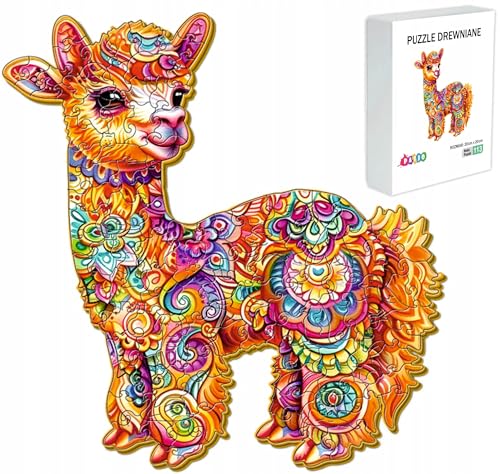 PASJO - Holzpuzzle Erwachsene mit Lama-Motiv, 113 Teile, 20x20 cm - Geschenkidee für Kinder - Holz Puzzle Lama - Einzigartige Tierförmige Holz-Puzzle - Creative Jigsaw aus Holz für Erwachsene PASJO - Holzpuzzle Erwachsene mit Lama-Motiv, 113 Teile, 20x20 cm - Geschenkidee für Kinder - Holz Puzzle Lama - Einzigartige Tierförmige Holz-Puzzle - Creative Jigsaw aus Holz für Erwachsene von PASJO