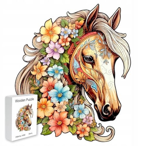 PASJO - Holzpuzzle Erwachsene mit Pferdemotiv 138 Teile 24x20 cm - Geschenkidee für Kinder - Puzzle Pferd - Einzigartige Tierförmige Holz-Puzzle - Creative Jigsaw für Erwachsene PASJO - Holzpuzzle Erwachsene mit Pferdemotiv 138 Teile 24x20 cm - Geschenkidee für Kinder - Puzzle Pferd - Einzigartige Tierförmige Holz-Puzzle - Creative Jigsaw für Erwachsene von PASJO