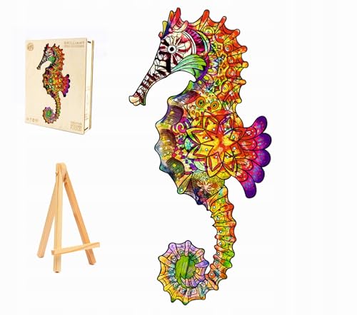PASJO - Holzpuzzle Erwachsene mit Seepferdchenmotiv 261 Teile 61,3x29,3 cm - Geschenkidee für Kinder - Holz Puzzle Seepferdchen - Einzigartige Tierförmige Holz-Puzzle - Jigsaw aus Holz für Erwachsene PASJO - Holzpuzzle Erwachsene mit Seepferdchenmotiv 261 Teile 61,3x29,3 cm - Geschenkidee für Kinder - Holz Puzzle Seepferdchen - Einzigartige Tierförmige Holz-Puzzle - Jigsaw aus Holz für Erwachsene von PASJO