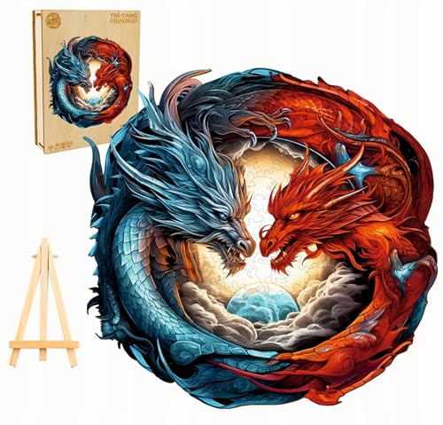 PASJO - Holzpuzzle Erwachsene mit Ying & Yang Motiv 300 Teile 32,9x31,6 cm - Geschenkidee für Kinder - Holz Puzzle - Einzigartige Gegensätzeförmige Holz-Puzzle - Jigsaw aus Holz für Erwachsene PASJO - Holzpuzzle Erwachsene mit Ying & Yang Motiv 300 Teile 32,9x31,6 cm - Geschenkidee für Kinder - Holz Puzzle - Einzigartige Gegensätzeförmige Holz-Puzzle - Jigsaw aus Holz für Erwachsene von PASJO