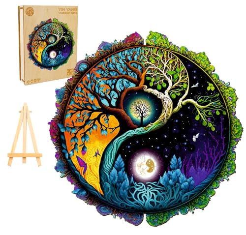 PASJO - Holzpuzzle Erwachsene mit Ying & Yang Motiv 300 Teile 35x35 cm - Geschenkidee für Kinder - Holz Puzzle - Einzigartige Gegensätzeförmige Holz-Puzzle - Jigsaw aus Holz für Erwachsene PASJO - Holzpuzzle Erwachsene mit Ying & Yang Motiv 300 Teile 35x35 cm - Geschenkidee für Kinder - Holz Puzzle - Einzigartige Gegensätzeförmige Holz-Puzzle - Jigsaw aus Holz für Erwachsene von PASJO