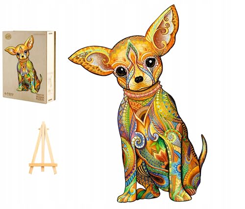 PASJO Holzpuzzle Erwachsene mit Hundemotiv 221 Teile 42x29,4 cm Geschenkidee für Kinder Hund Tierförmige Puzzle Creative Jigsaw aus Holz für Erwachsene von PASJO