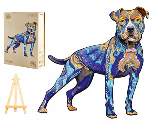 PASJO Holzpuzzle mit Hundemotiv 250 Teile 42x42 cm Geschenkidee für Kinder Einzigartige Tierförmige Puzzle Creative Jigsaw aus Holz für Erwachsene von PASJO