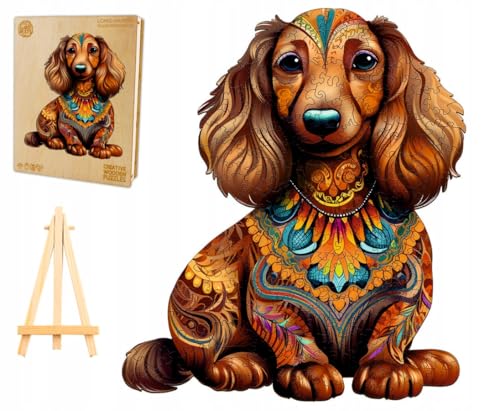 PASJO Holzpuzzle mit Hundemotiv 260 Teile 34x29,8 cm Geschenkidee für Kinder Einzigartige Tierförmige Holz-Puzzle Creative Jigsaw aus Holz für Erwachsene von PASJO