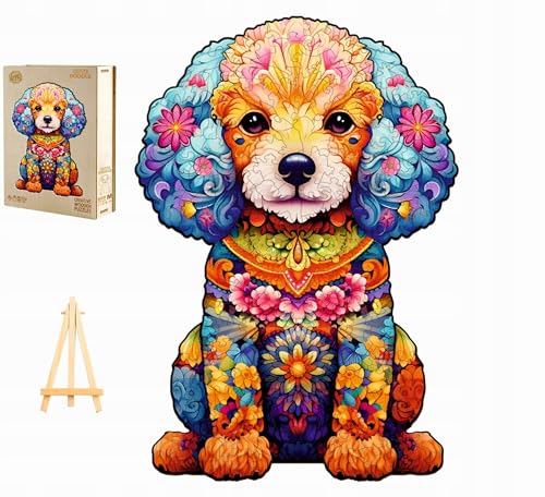PASJO Holzpuzzle mit Hundemotiv 275 Teile 37,9x26,4 cm Geschenkidee für Kinder Einzigartige Tierförmige Holz-Puzzle Creative Jigsaw aus Holz für Erwachsene von PASJO