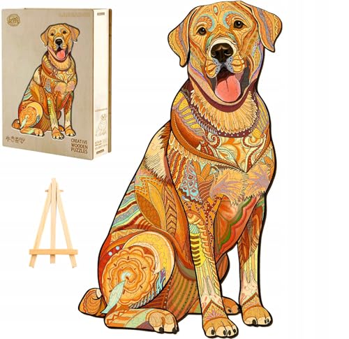 PASJO Holzpuzzle mit Hundemotiv 284 Teile 42x25,5 cm Geschenkidee für Kinder Tierförmige Holz-Puzzle Creative Jigsaw aus Holz für Erwachsene von PASJO